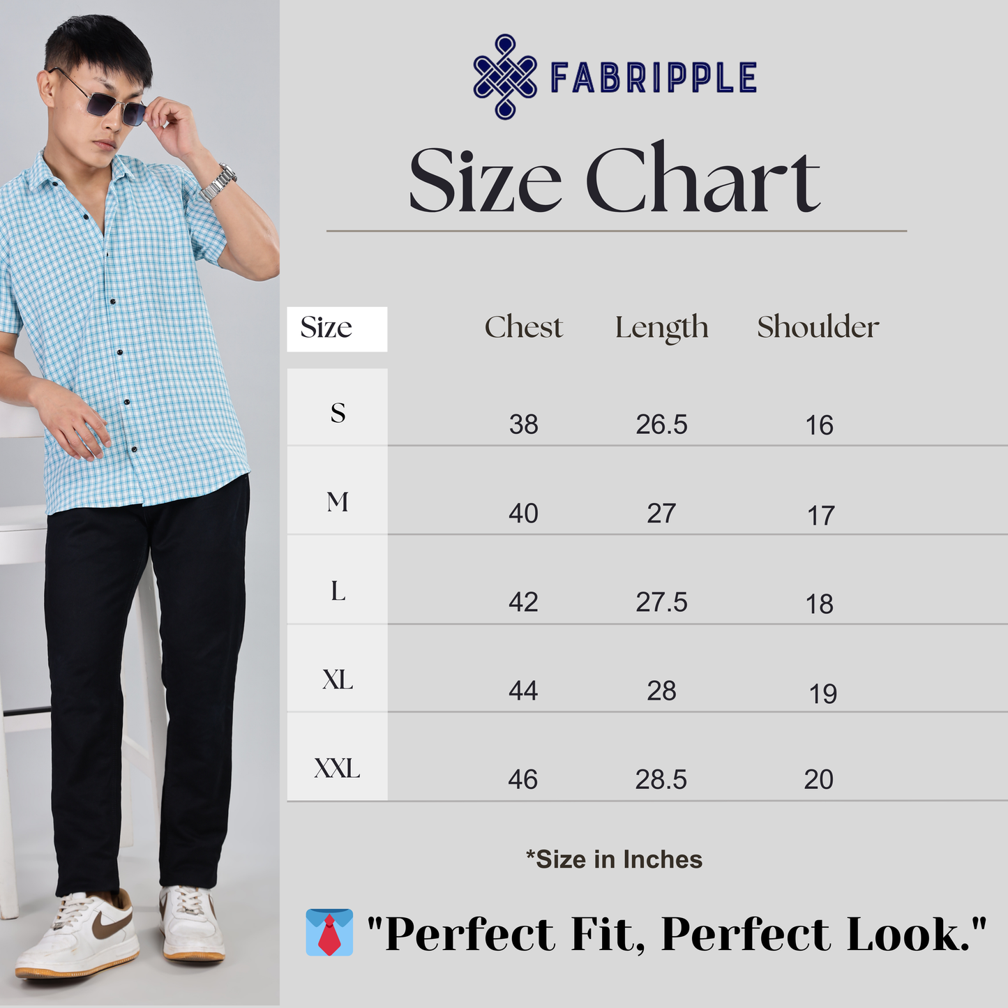 Men’s Premium Checked Shirt – SKY | Long Sleeve Comfort Fit