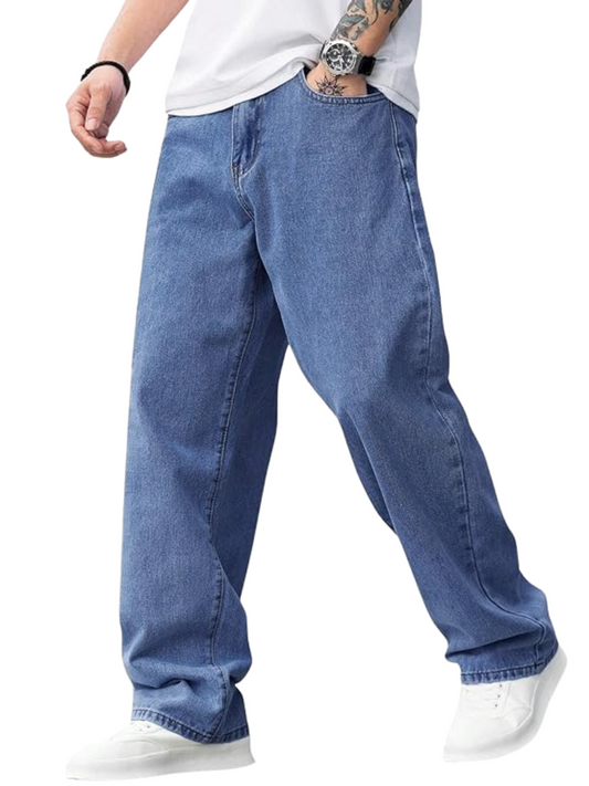 Men's Loose Fit Baggy Jeans(Blue) – Durable, Stylish & Breathable