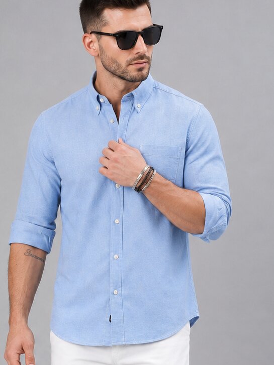 Men’s Black Solid Full Sleeve Button Down Casual Shirt