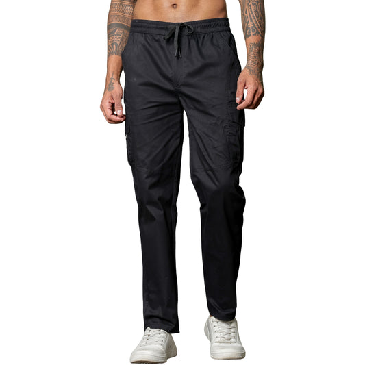 Men’s Heavy-Duty Cotton Cargo Pants(BLACK) – Rugged Style, All-Day Comfort