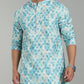Men’s Brown Geometric Printed Textured Kurta