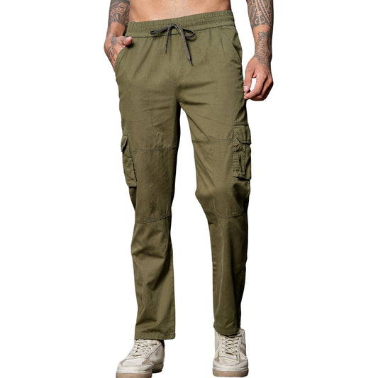 Green Solid Cargo Pants Fabric – Comfortable and Durable for Everyday Wear