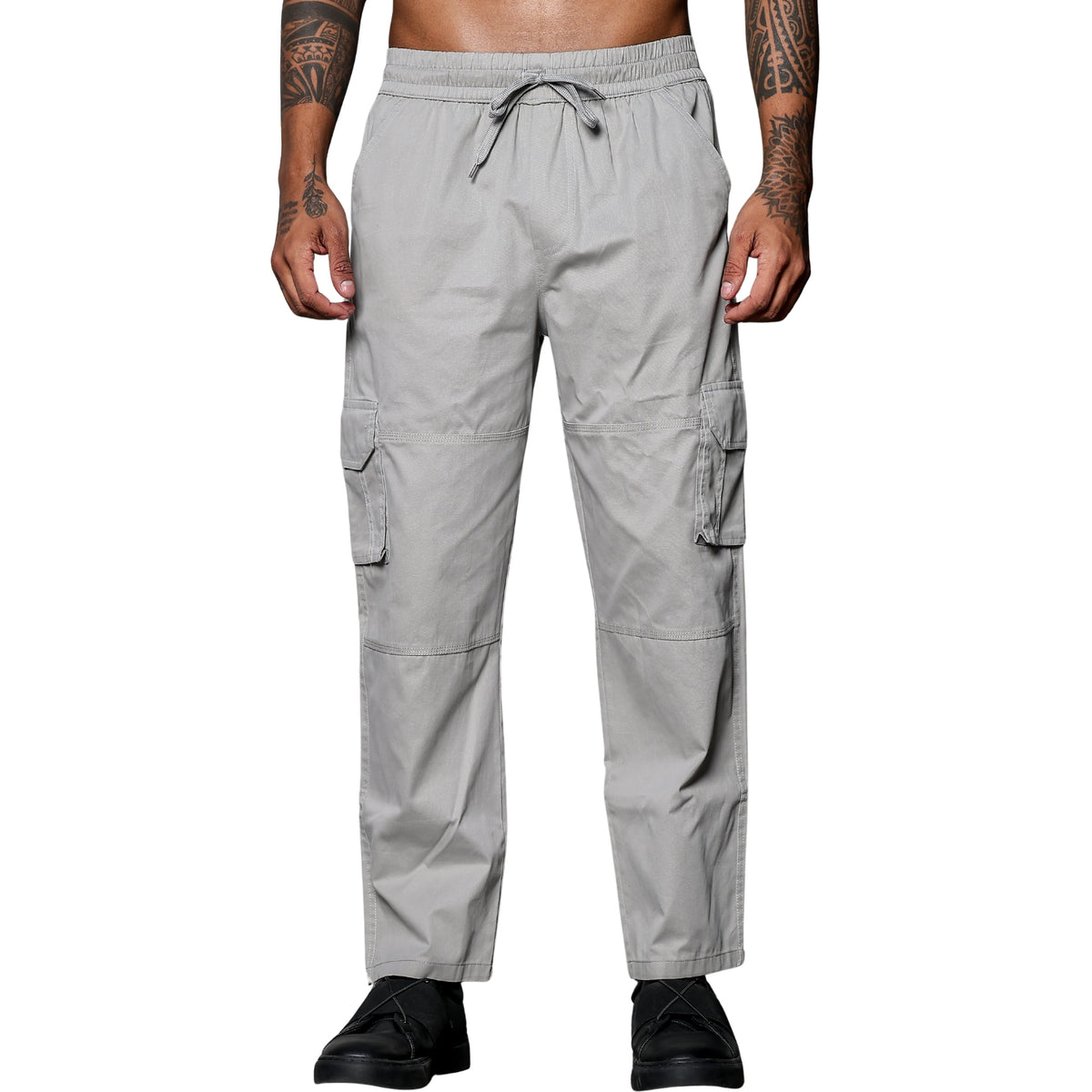 Men’s Light Grey Cargo Pants – Modern Relaxed Fit Utility Trousers