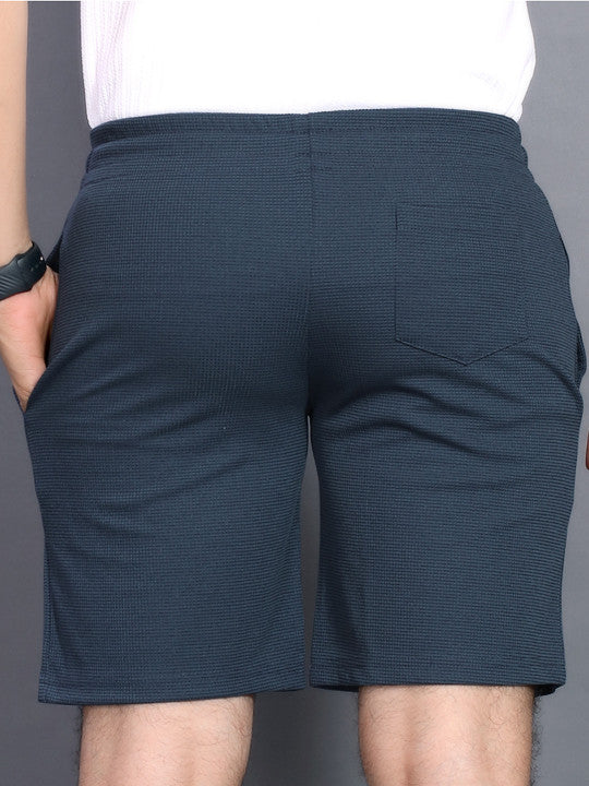 Men’s Slate Grey Waffle Texture Shorts – Relaxed Fit Casual Shorts