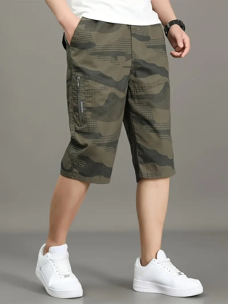 Men’s Green Camo Utility Cargo Shorts