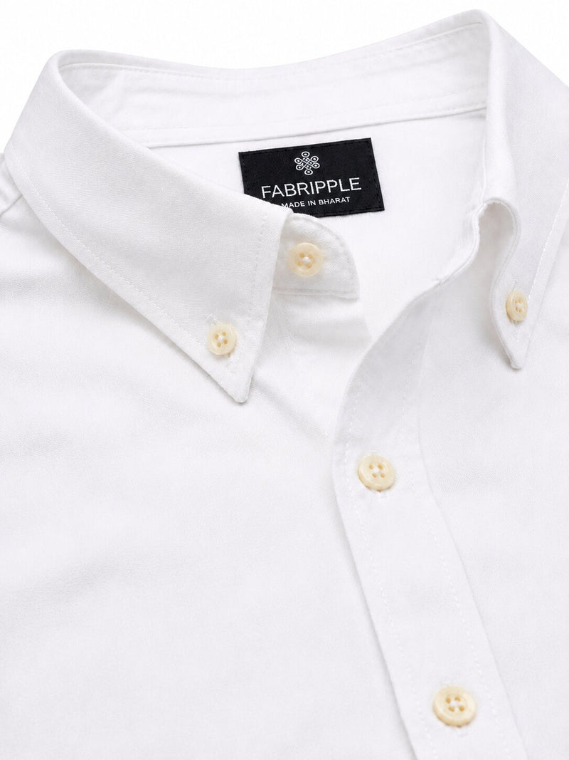 Men’s White Solid Full Sleeve Button-Down Casual Shirt