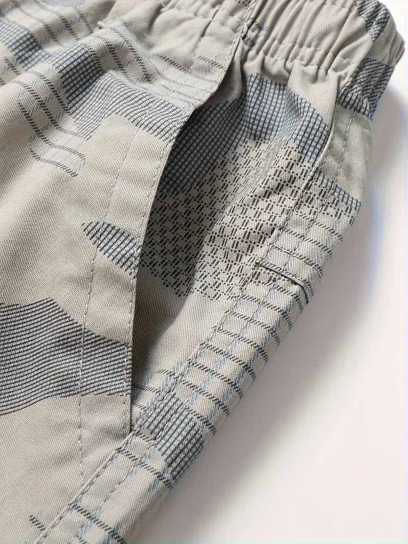 Men’s Light Grey Camo Utility Cargo Shorts