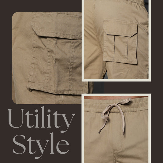 Beige Solid Cargo Pants Fabric – Comfortable and Durable for Everyday Wear