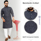 Men's Printed Long Kurta with Mandarin Collar{BLACK}| Stylish Kurta for Men | Full Sleeve Traditional Ethnic Kurta