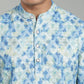 Men’s Blue Geometric Printed Textured Kurta