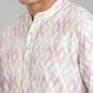 Men’s Light Pink Geometric Printed Textured Kurta