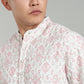 Men’s Rani Pink Ethnic Printed Textured Kurta