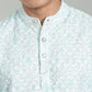 Men’s Sea Blue Ethnic Printed Textured Kurta