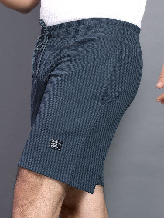 Men’s Slate Grey Waffle Texture Shorts – Relaxed Fit Casual Shorts