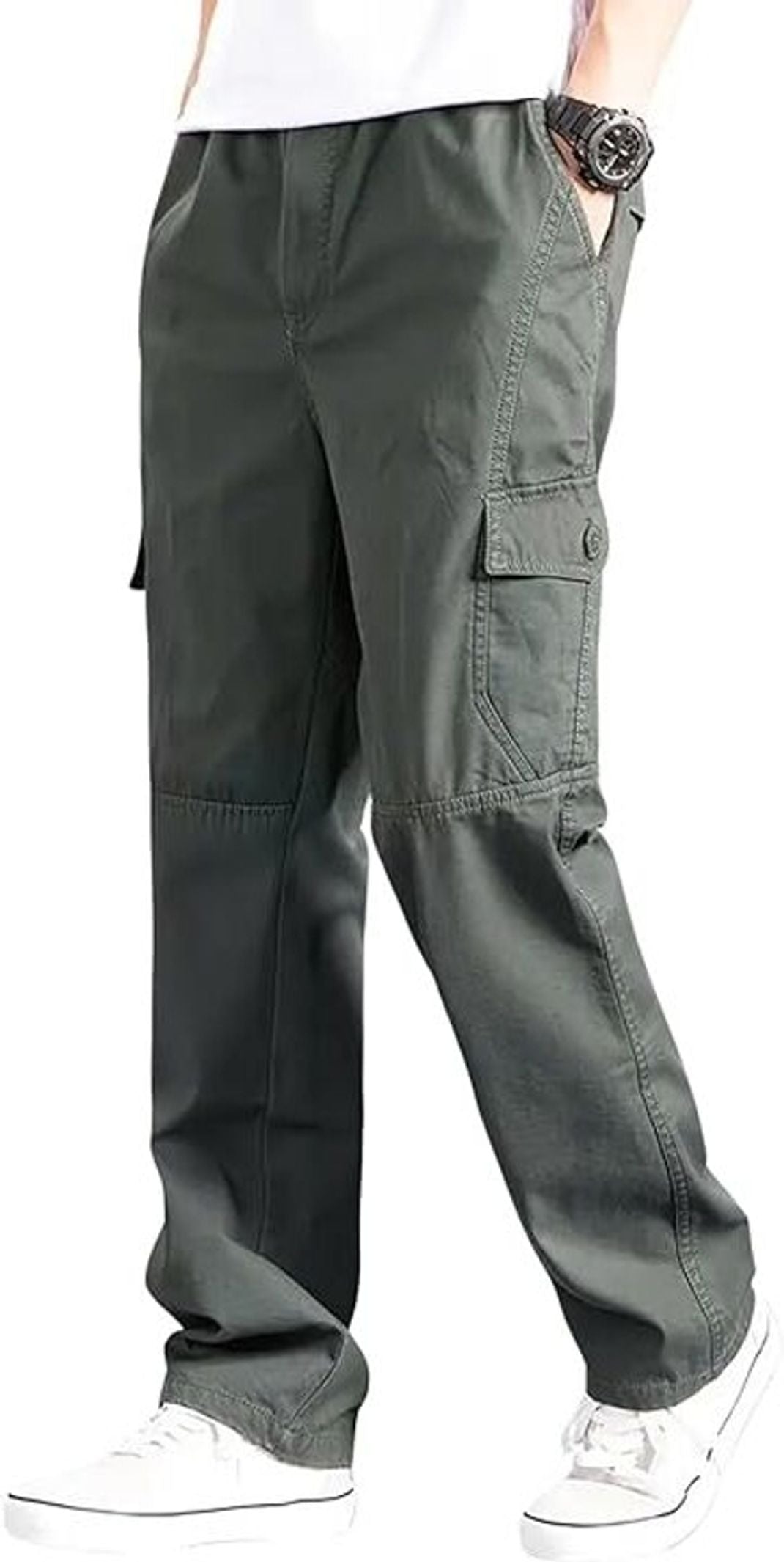 Fabripple Men’s Olive Green Utility Cargo Pants