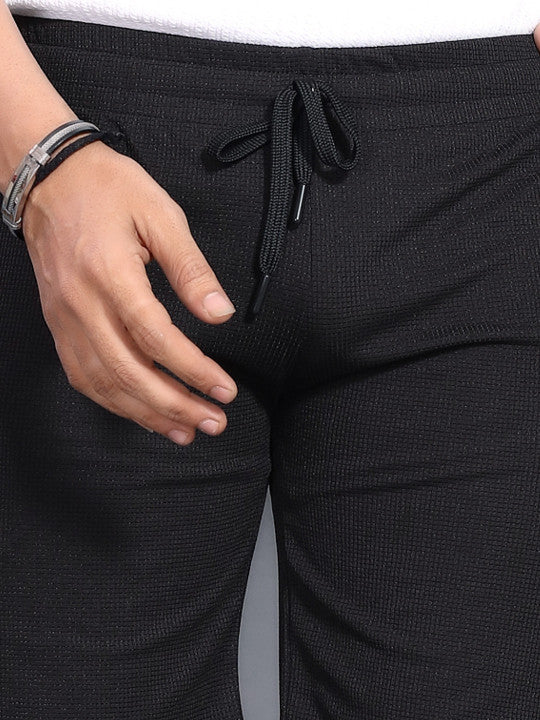Men’s Black Textured Gym Shorts – Stretch Activewear Shorts