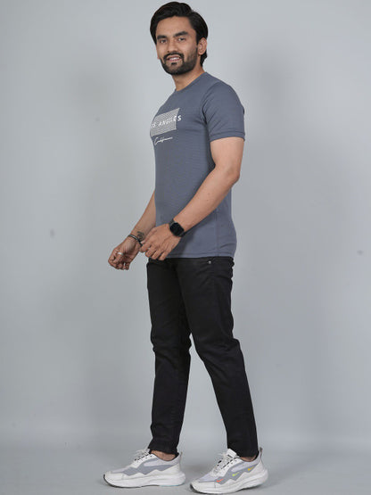 Men’s Grey Los Angeles Printed Textured T-Shirt