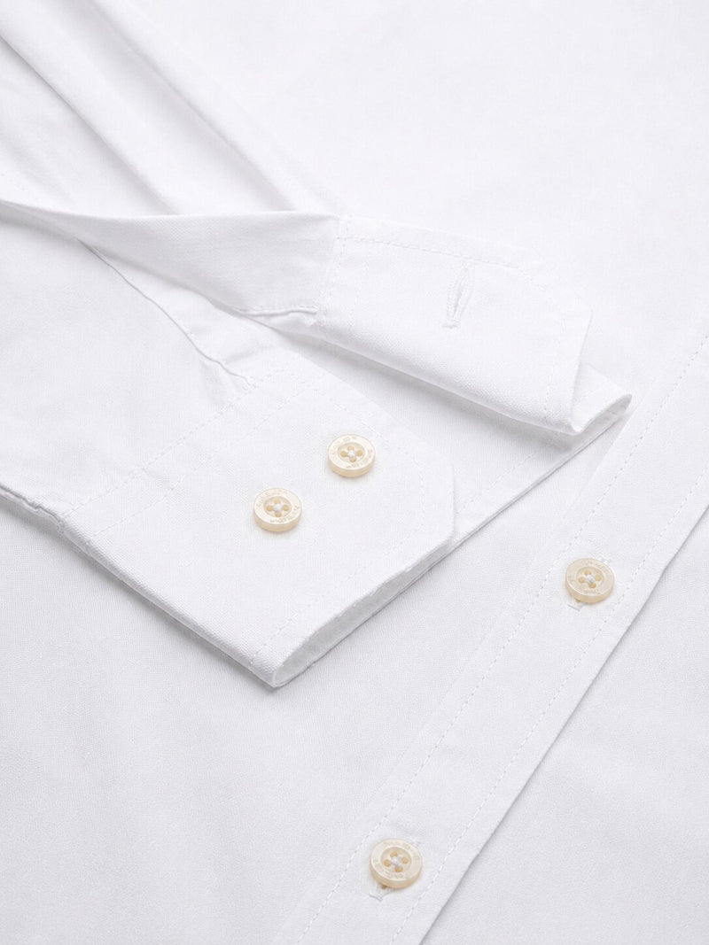 Men’s White Solid Full Sleeve Button-Down Casual Shirt
