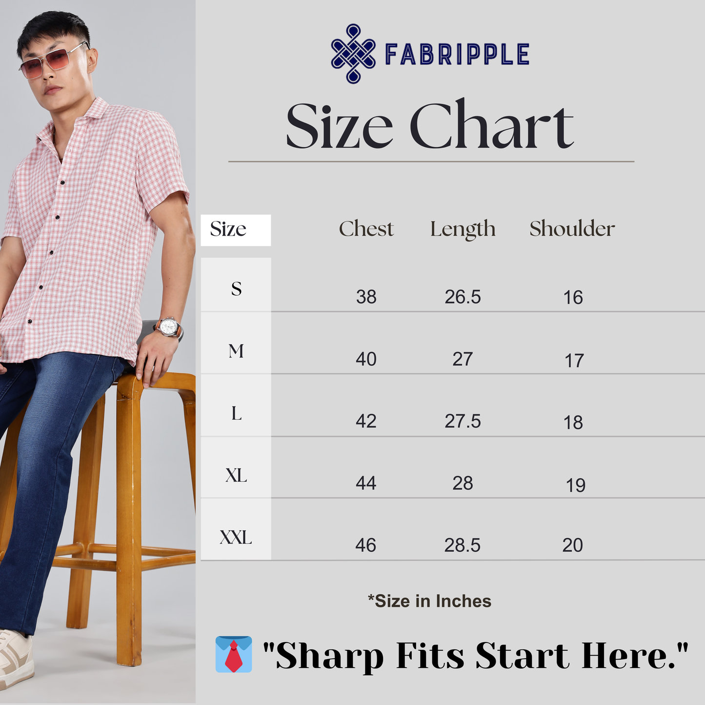 Men’s Premium Checked Shirt – PEACH | Long Sleeve Comfort Fit