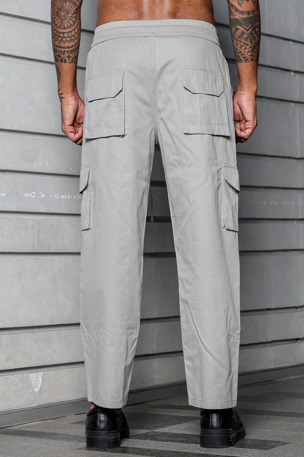 Light Grey Solid Cargo Pants Fabric – Comfortable and Durable for Everyday Wear