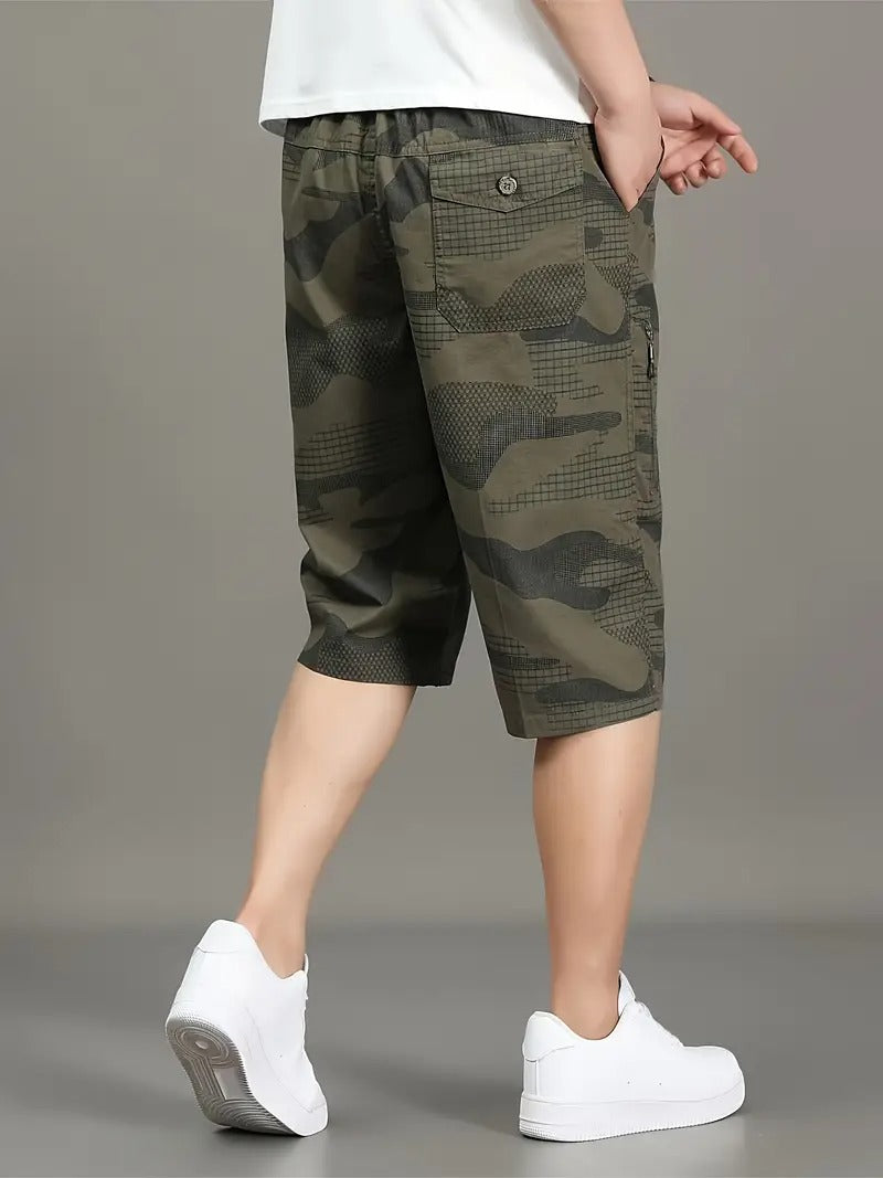 Men’s Green Camo Utility Cargo Shorts