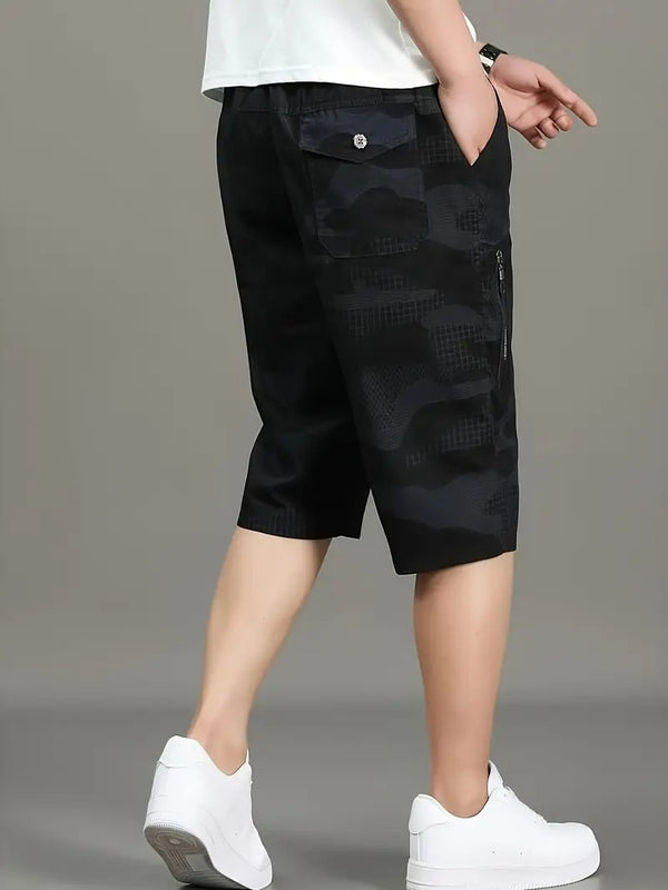 Men’s Black Camo Utility Cargo Shorts