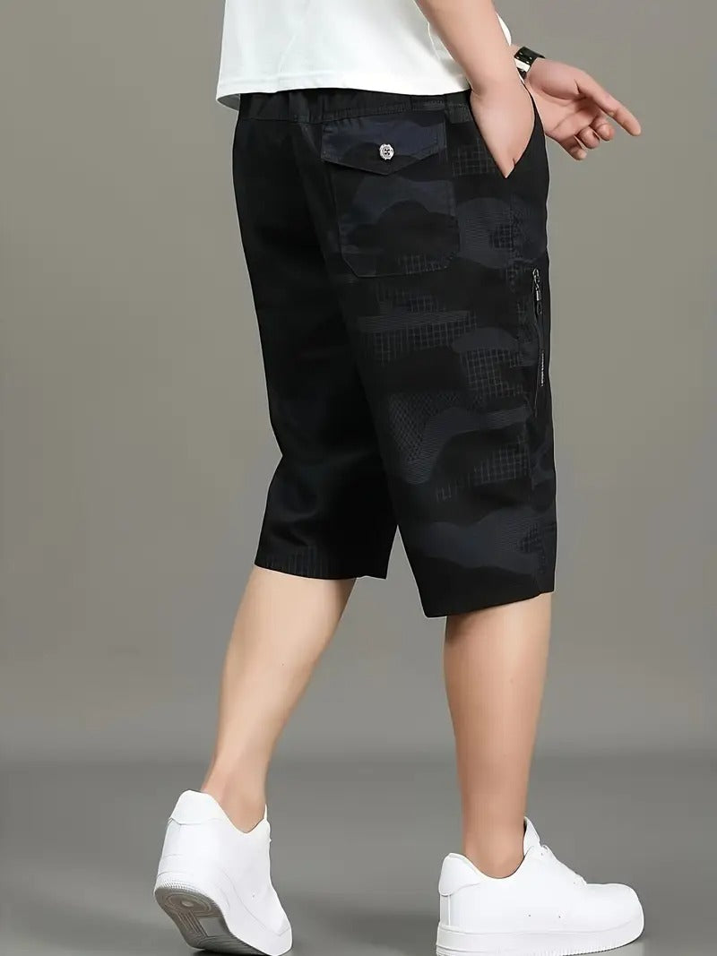 Men’s Black Camo Utility Cargo Shorts