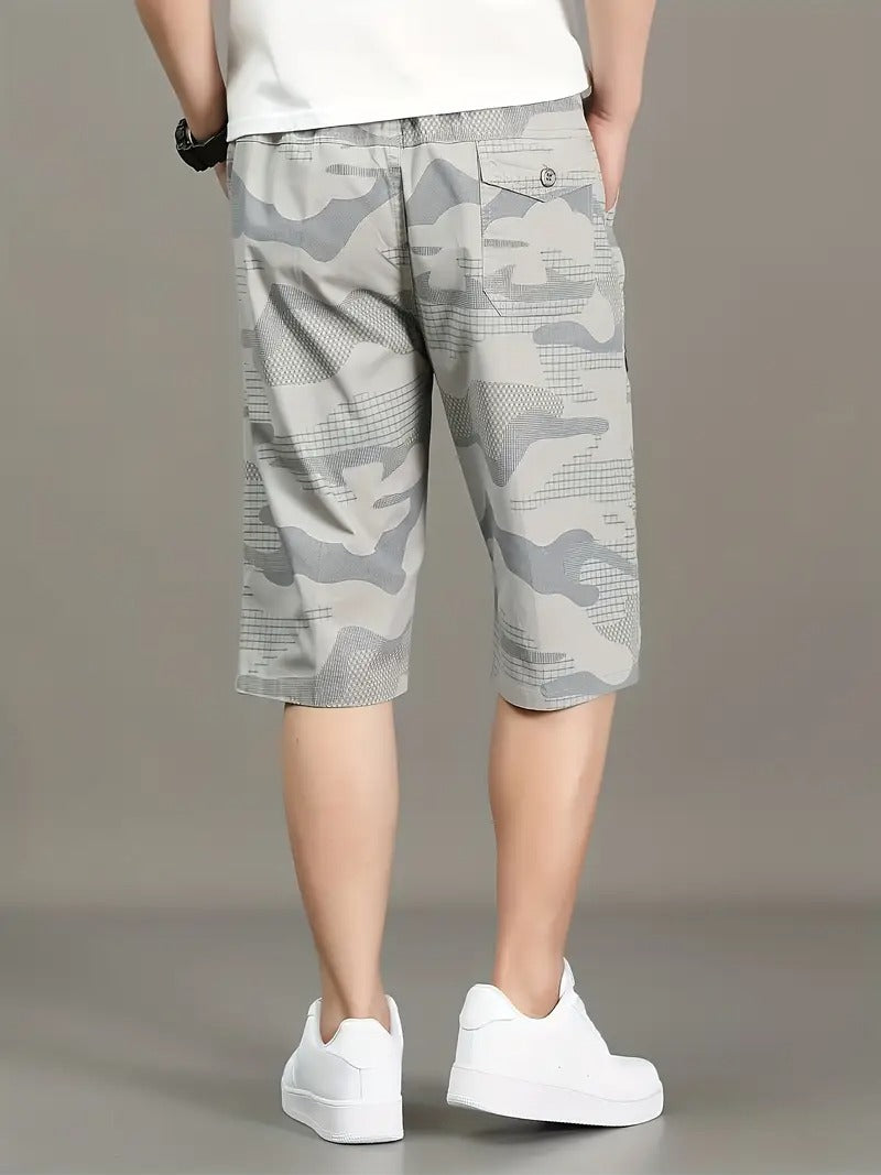 Men’s Light Grey Camo Utility Cargo Shorts