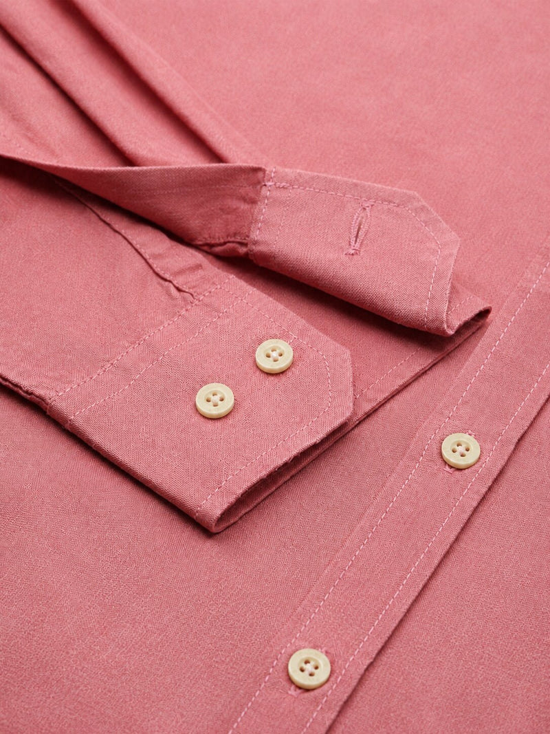 Men’s Pink Solid Full Sleeve Button Down Casual Shirt