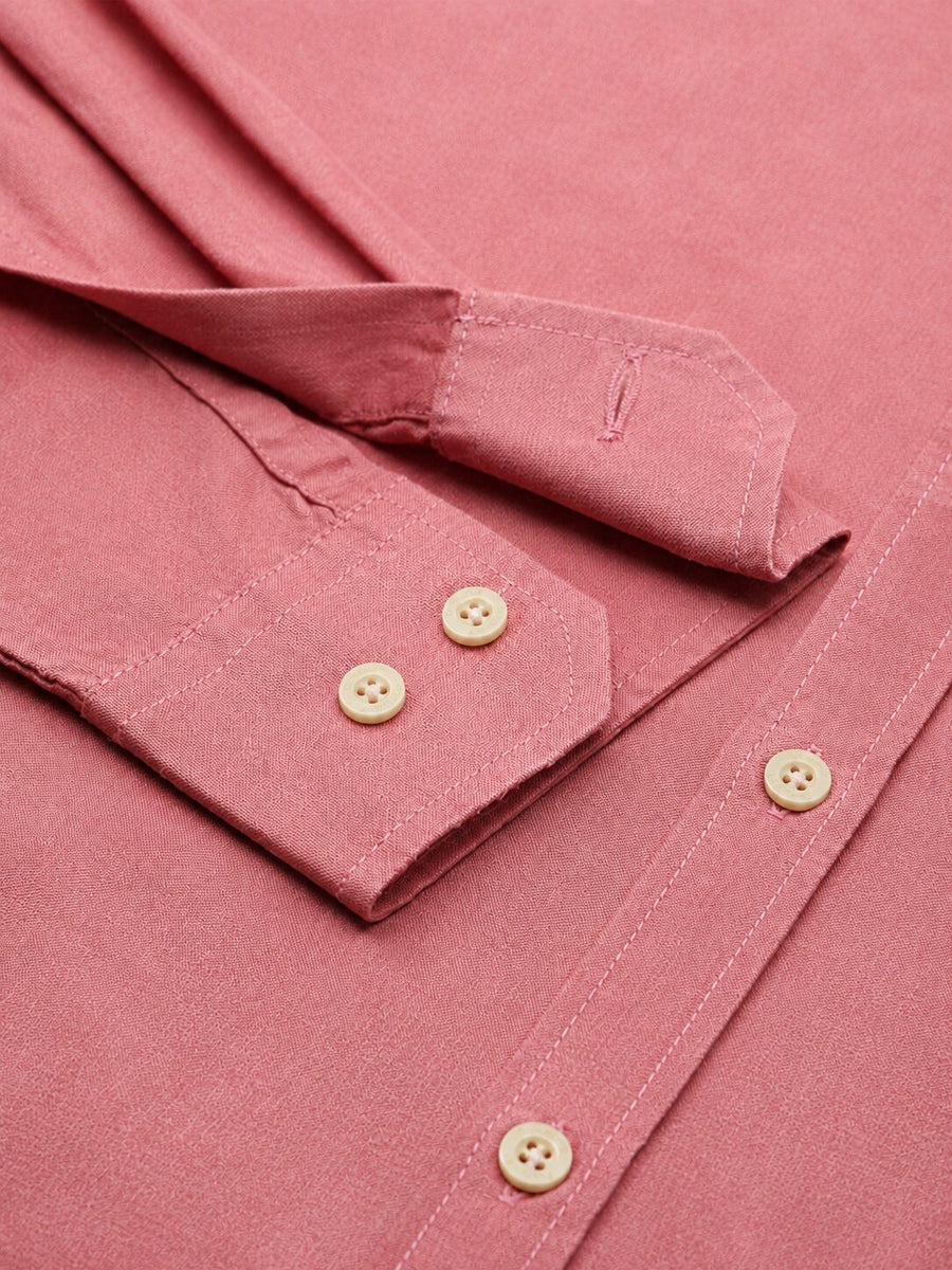 Men’s Pink Solid Full Sleeve Button Down Casual Shirt