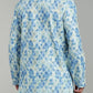 Men’s Blue Geometric Printed Textured Kurta