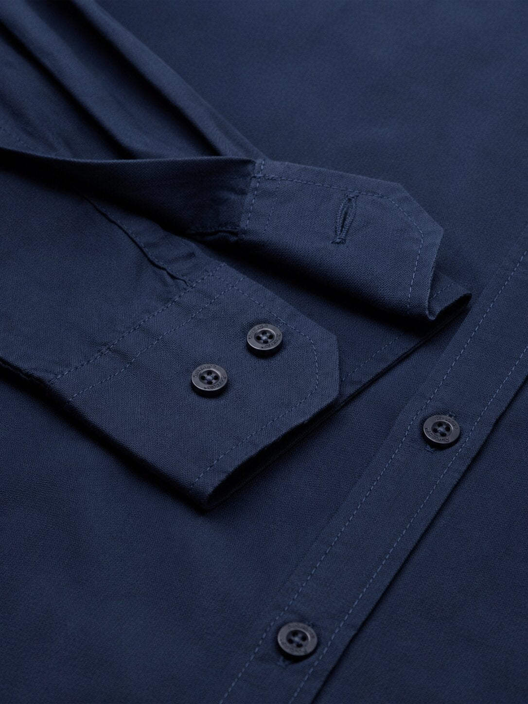 Men’s Navy Blue Solid Full Sleeve Button Down Casual Shirt