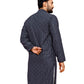 Men's Printed Long Kurta with Mandarin Collar{BLACK}| Stylish Kurta for Men | Full Sleeve Traditional Ethnic Kurta