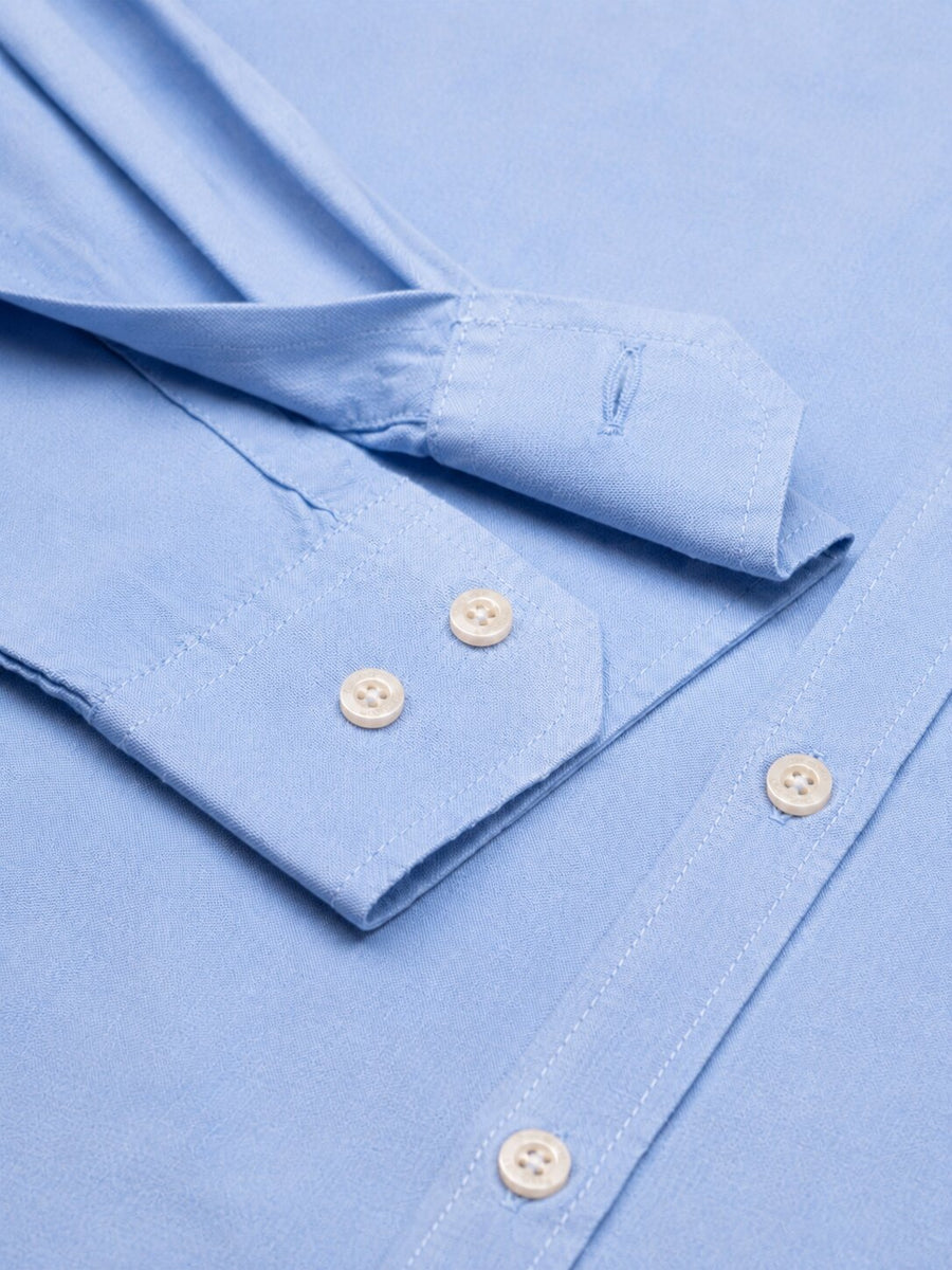 Men’s Sky Blue Solid Full Sleeve Button-Down Casual Shirt