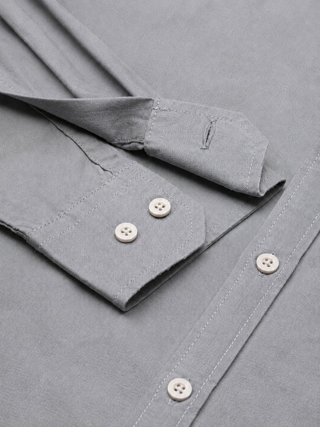 Men’s Grey Solid Full Sleeve Button Down Casual Shirt