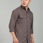 Men’s Dark Grey Utility Casual Shirt – Premium Full Sleeve Solid Shirt