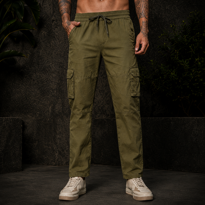 Men’s Green Cargo Pants – Relaxed Fit Utility Streetwear Trousers