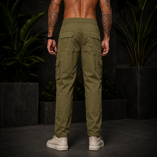 Men’s Green Cargo Pants – Relaxed Fit Utility Streetwear Trousers