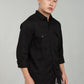 Men’s Black Utility Casual Shirt – Premium Full Sleeve Solid Shirt