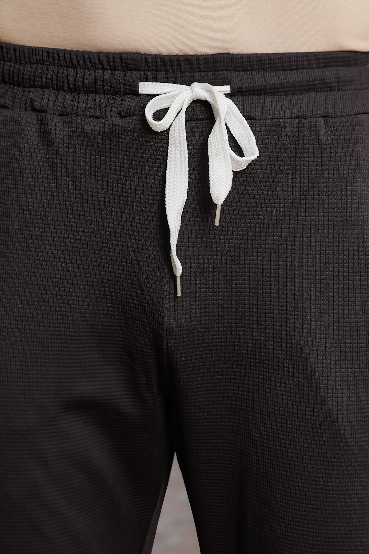 Men's Black Textured Track Pants – Straight Fit