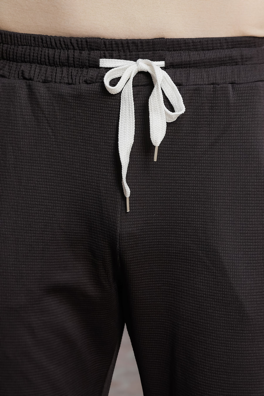 Men's Black Textured Track Pants – Straight Fit
