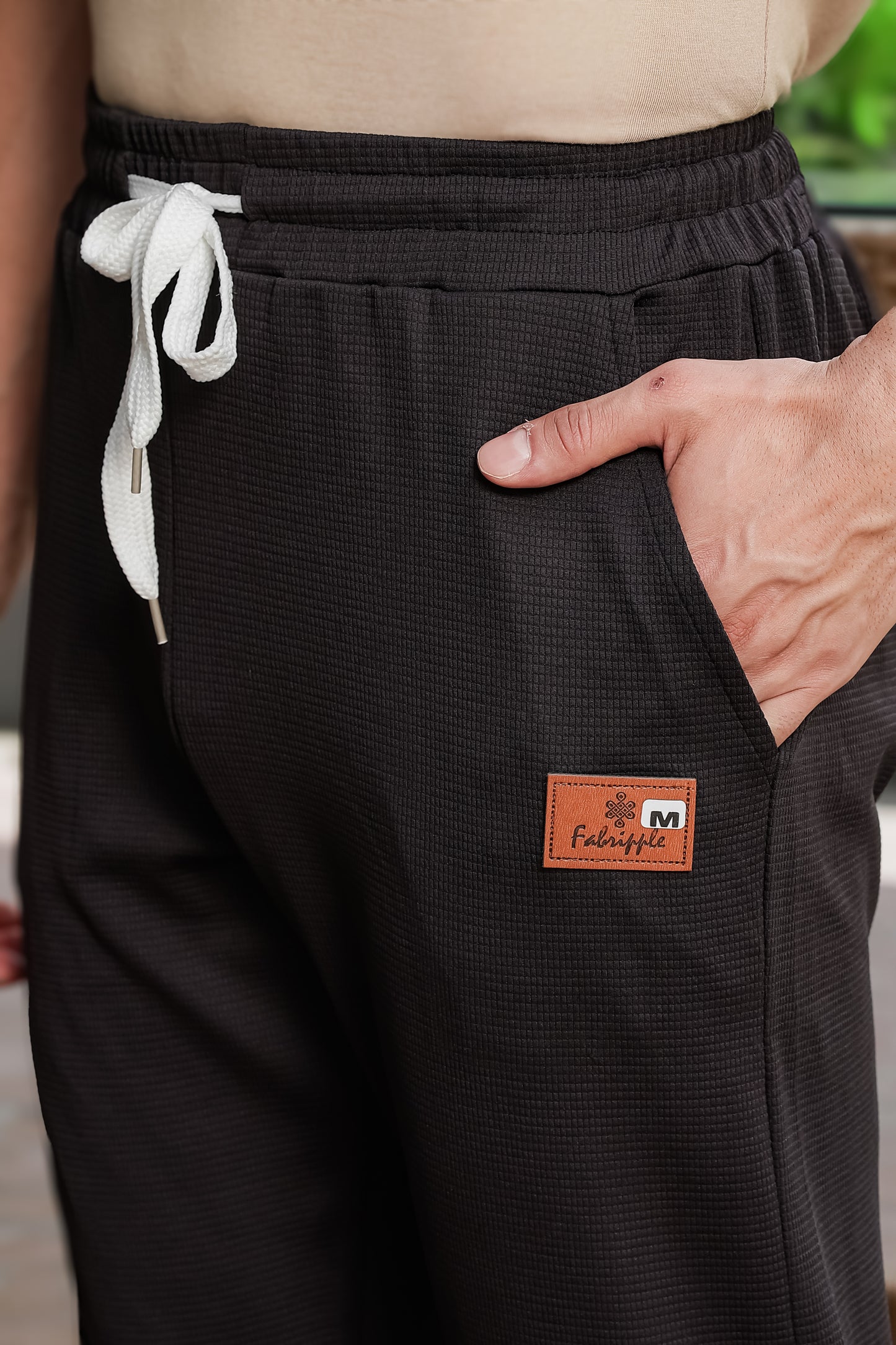 Men's Black Textured Track Pants – Straight Fit