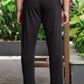 Men's Black Textured Track Pants – Straight Fit
