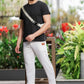 Men's Black Textured Track Pants – Straight Fit
