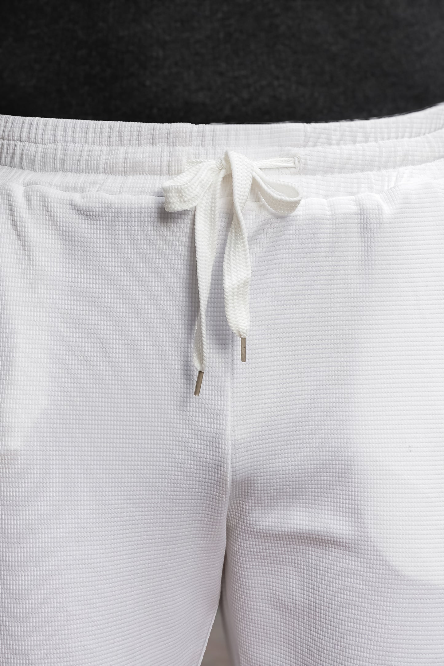 Men's White Textured Track Pants – Straight Fit