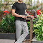Men's Light Grey Textured Track Pants – Straight Fit