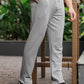 Men's Light Grey Textured Track Pants – Straight Fit