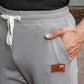 Men's Light Grey Textured Track Pants – Straight Fit