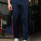 Men's Navy Blue Textured Track Pants – Straight Fit