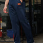Men's Navy Blue Textured Track Pants – Straight Fit